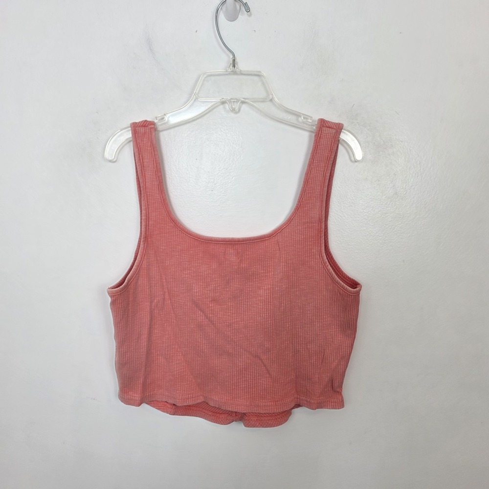 Aerie Pink Ribbed Fitted Corset Cropped Summer Cute Casual Tank Top Size XL - Picture 7 of 8
